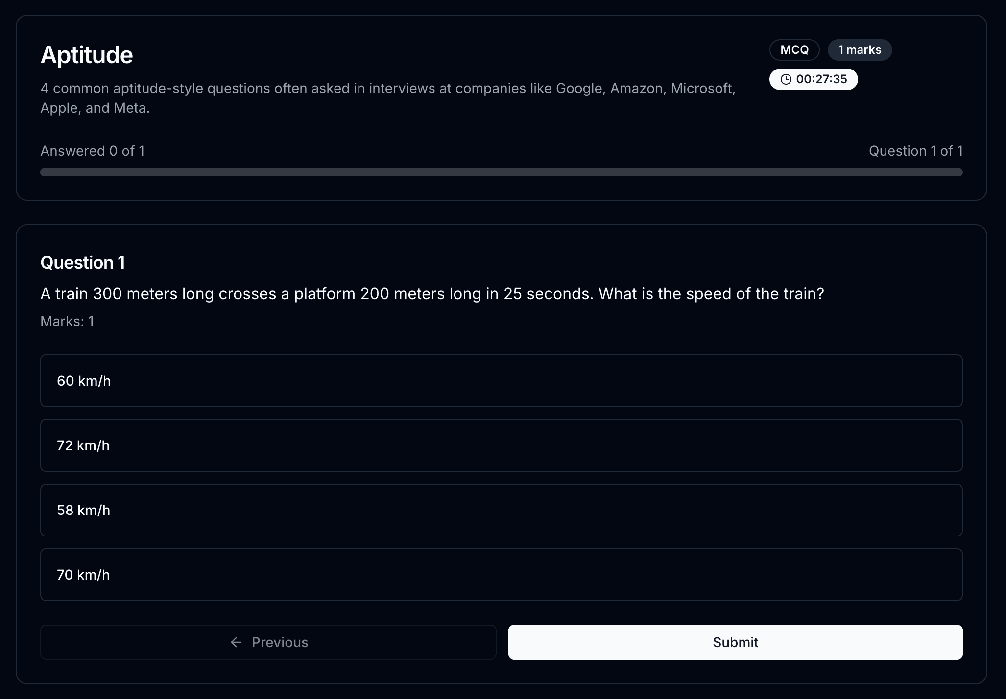 JSS Assessment Portal – dark mode desktop